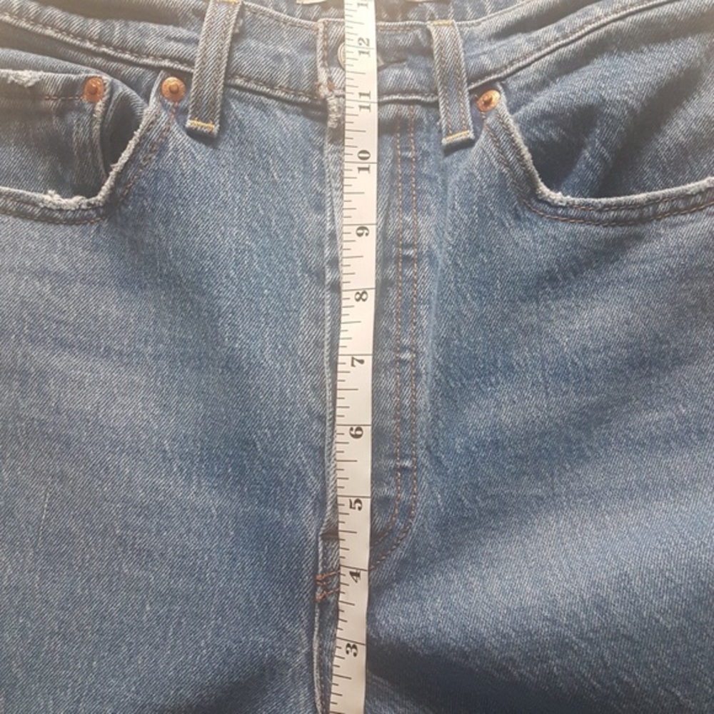 Levis Ribcage Highwaist Straight Distress Button Fly Denim Light Wash Sz 27 - Picture 9 of 12